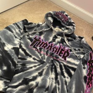 Unisex Thrasher Hoodie with Design on Hood & Sleeve
